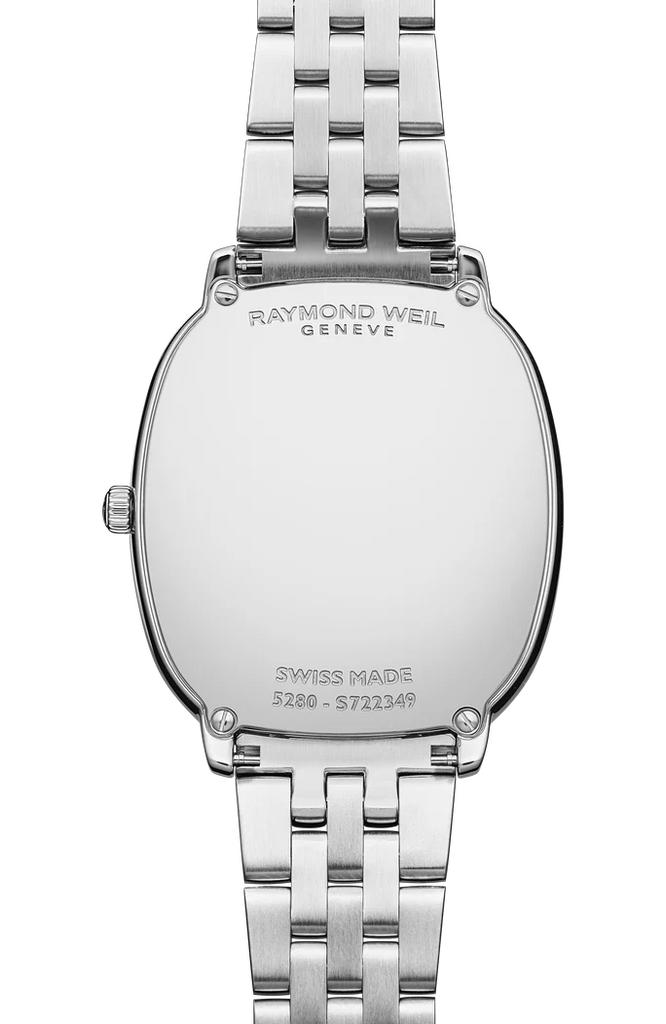 Raymond Weil Toccata Heritage Quartz full diamond blue dial on Steel Bracelet -31mm x 36mm