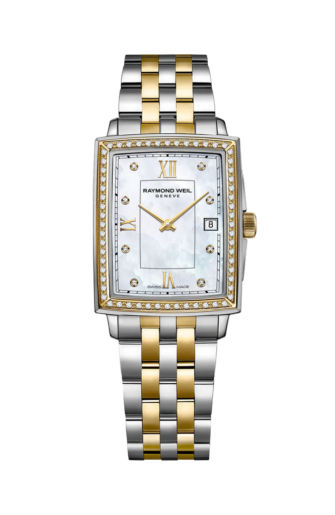 Raymond Weil Toccata Gold Quartz 2 tones YG PVD MOP Dial Diamond Bezel on Bracelet