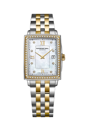 Raymond Weil Toccata Gold Quartz 2 tones YG PVD MOP Dial Diamond Bezel on Bracelet