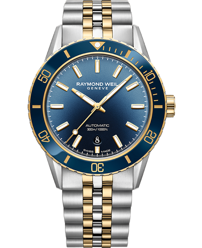 Raymond Weil Freelancer Diver Men's Two-Tone Gradient Blue Dial Bracelet -42.5 mm