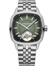 Load image into Gallery viewer, Raymond Weil Freelancer Calibre RW1212 Square Open Heart Green on Bracelet
