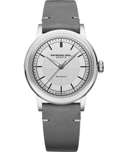 Load image into Gallery viewer, Raymond Weil Millesime Automatic Central Seconds Silver Dial Watch Grey Leather Strap