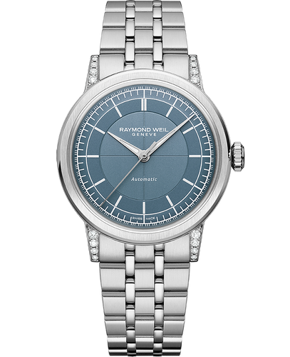 Raymond Weil Millesime Automatic Central Seconds Diamonds Denim Blue Dial 35mm Bracelet
