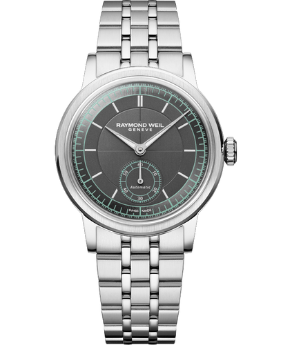 Pre Order Raymond Weil Millesime Automatic Central Seconds 35mm Anthracite Sector Dial on bracelet