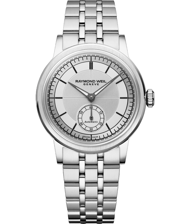 Pre Order Raymond Weil Millesime Automatic Central Seconds 35mm Silver Sector Dial on Bracelet