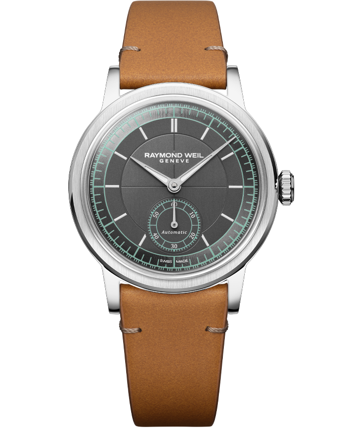 Pre Order Raymond Weil Millesime Automatic Central Seconds 35mm Anthracite Sector Dial on Leather Strap