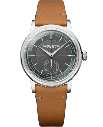 Pre Order Raymond Weil Millesime Automatic Central Seconds 35mm Anthracite Sector Dial on Leather Strap