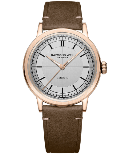 Raymond Weil Automatic Millesime RG PVD Silver Dial Men's Automatic Brown Strap