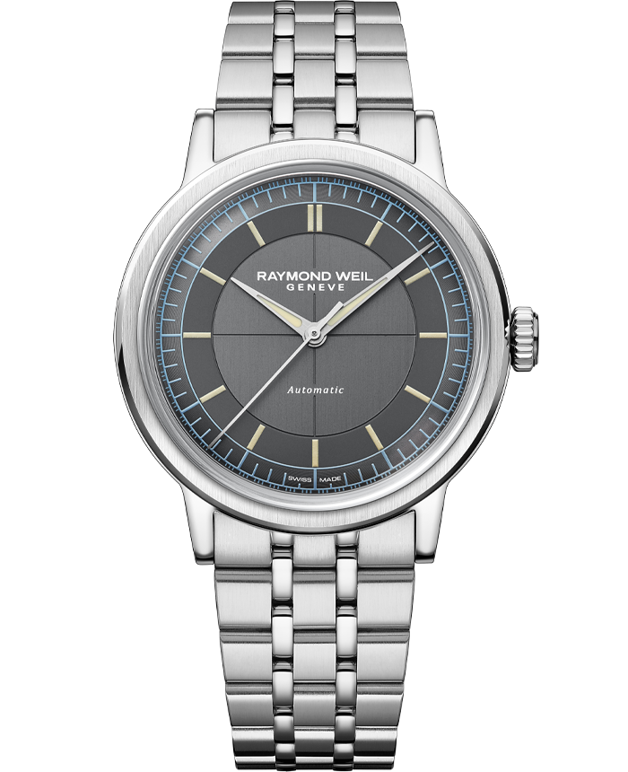 Raymond Weil Millesime Automatic Central Seconds on bracelet Anthracite Sector Dial Watch, 39 mm