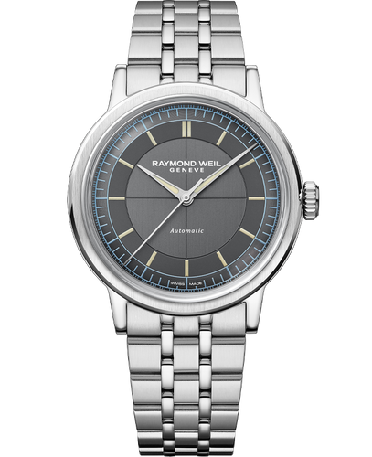 Raymond Weil Millesime Automatic Central Seconds on bracelet Anthracite Sector Dial Watch, 39 mm