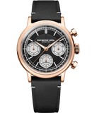 Raymond Weil Millesime Automatic Tri-Compax Chronograph Black Sector Dial 39 mm RG PVD, Black Leather Strap