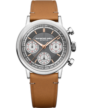 Load image into Gallery viewer, Pre Order Raymond Weil Millesime Automatic Tri-Compax Chronograph Anthracite Sector Dial 39 mm, Camel Leather Strap