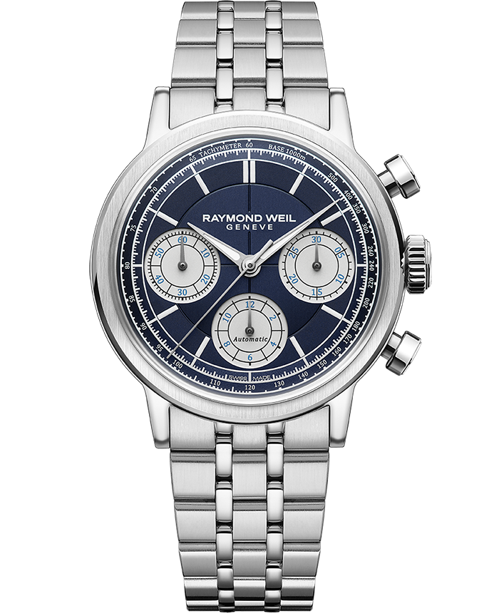 Raymond Weil Millesime Automatic Chronograph Midnight Blue Dial Watch, 39.5 mm on Bracelet