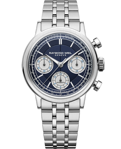 Raymond Weil Millesime Automatic Chronograph Midnight Blue Dial Watch, 39.5 mm on Bracelet