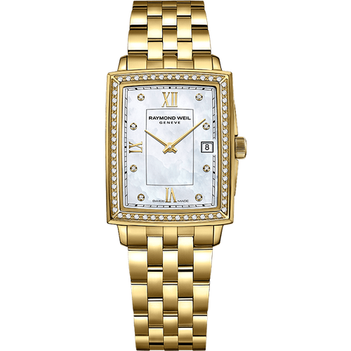 Raymond Weil Toccata Gold Quartz MOP Dial Diamond Bezel 22.6 x 28.1 mm on Bracelet