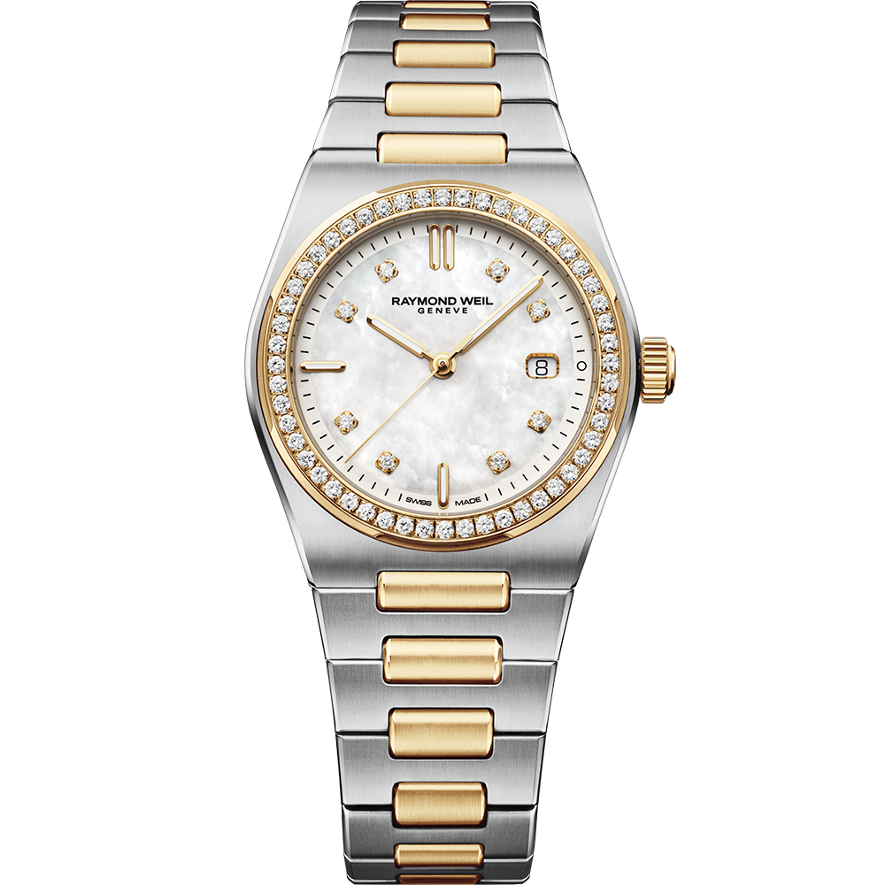 Raymond Weil A.R.T. Date MOP 2 Tones YG PVD Diamond Bezel & Indices 30mm