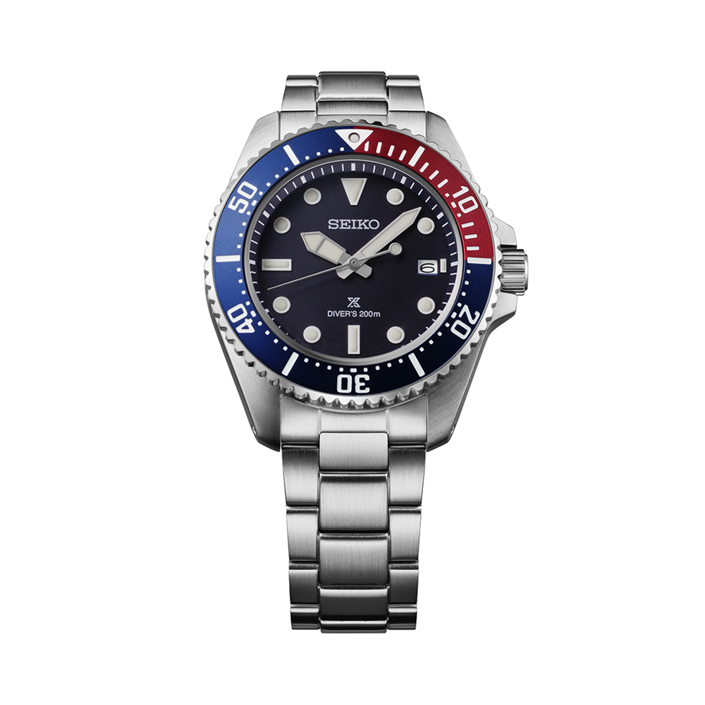 Seiko Prospex Solar Divers Watch SNE595P Blue/ Red Bezel