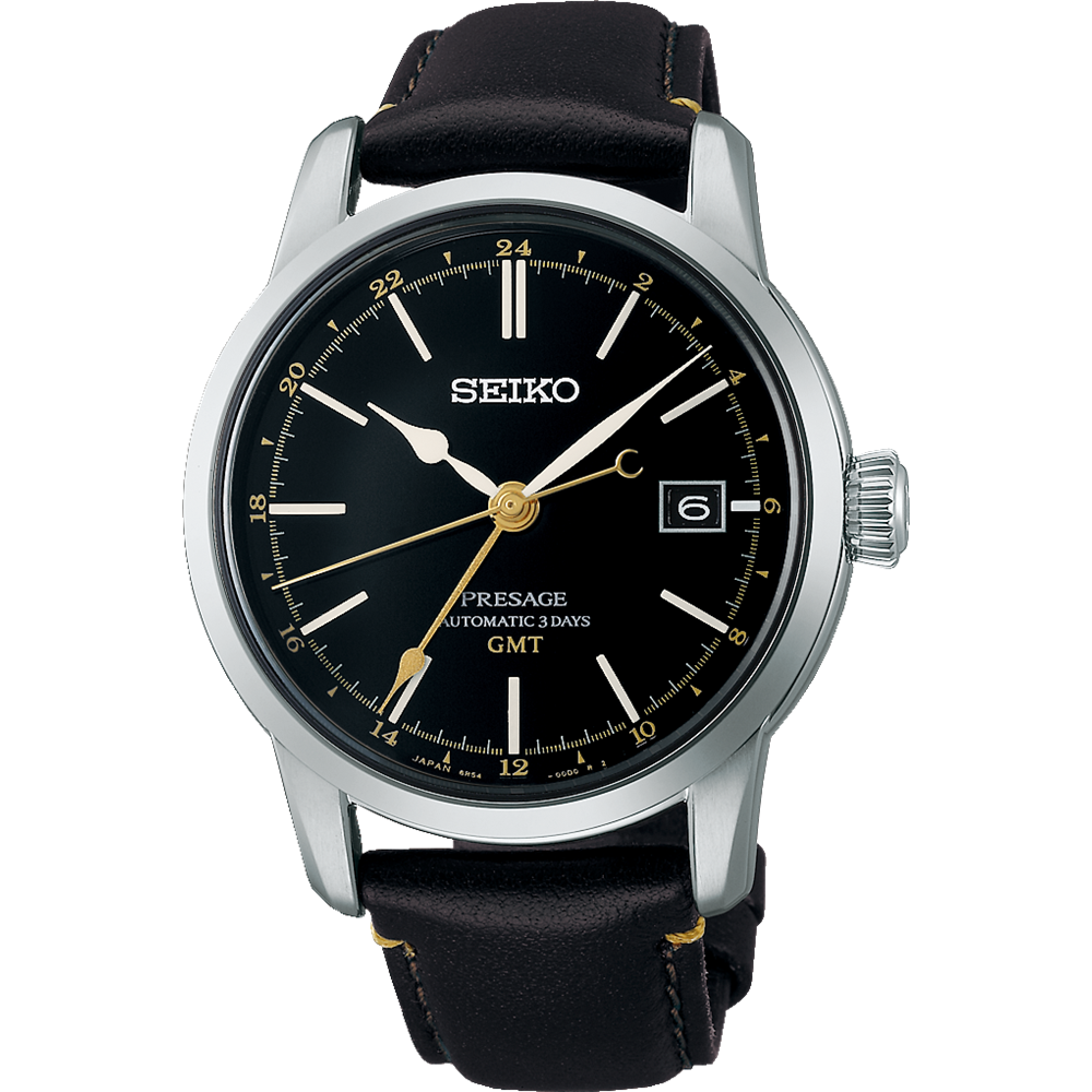 Seiko Presage Craftsmanship Automatic GMT Watch Black on leather - Urushi SPB447J