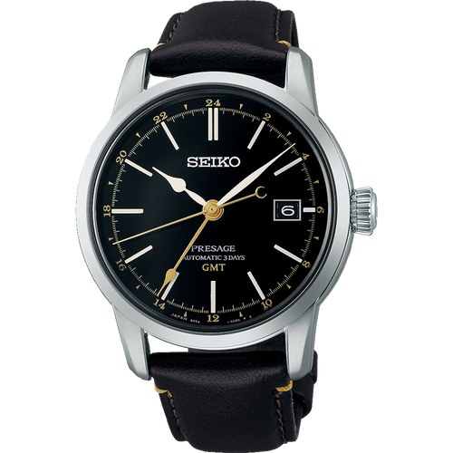 Seiko Presage Craftsmanship Automatic GMT Watch Black on leather - Urushi SPB447J