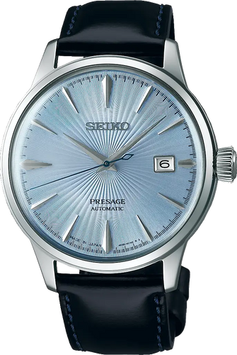 Seiko Presage Cocktail  Time Blue Watch SRPB43 Blue on Leather
