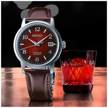 Load image into Gallery viewer, Seiko Presage Cocktail Brown Time Red Dial Watch on Leather SRPE41J