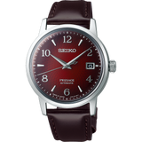 Seiko Presage Cocktail Brown Time Red Dial Watch on Leather SRPE41J