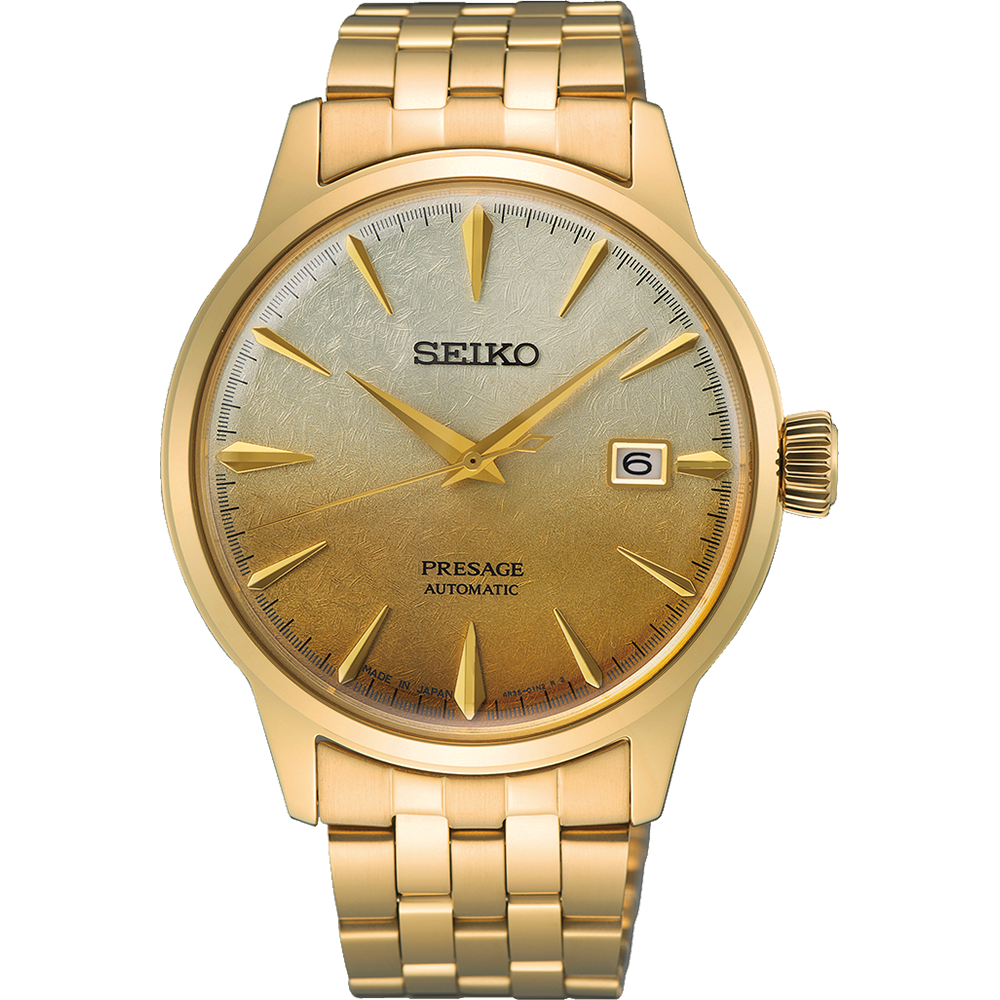 SEIKO Presage Cocktail Time Automatic Watch  Gold - Ombre Yellow PVD SRPK46J