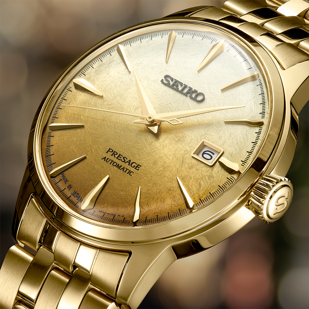 SEIKO Presage Cocktail Time Automatic Watch  Gold - Ombre Yellow PVD SRPK46J