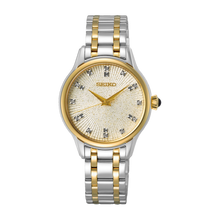 Load image into Gallery viewer, Seiko Discover More Quartz Analogue Watch 2 Tones YG SRZ550P with diamonds