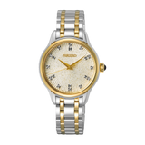 Seiko Discover More Quartz Analogue Watch 2 Tones YG SRZ550P with diamonds