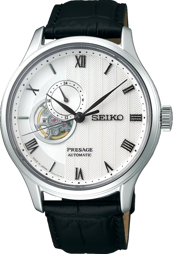 SEIKO Presage Japanese Garden Open Heart Automatic Watch White Dial Leather SSA379J