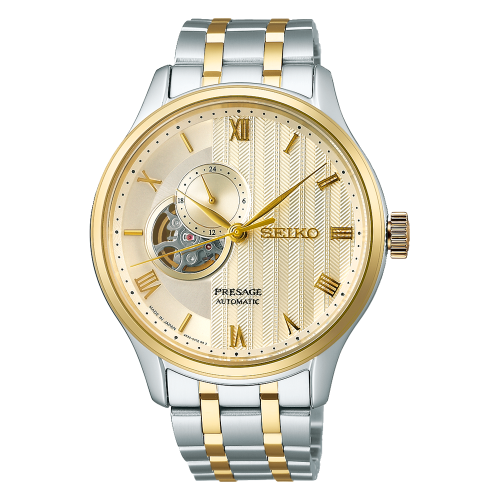 SEIKO Presage Japanese Garden Open Heart Automatic 2 Tones Watch Cream Dial SSA464J