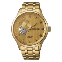 Load image into Gallery viewer, SEIKO Presage Japanese Garden Open Heart Automatic YG PVD Watch Gold Dial SSA468J