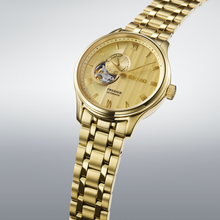 Load image into Gallery viewer, SEIKO Presage Japanese Garden Open Heart Automatic YG PVD Watch Gold Dial SSA468J