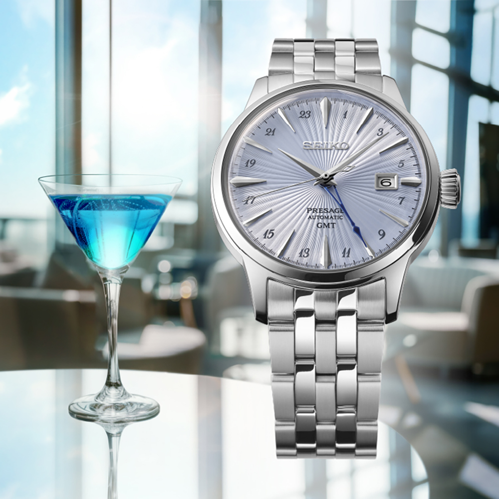 Seiko Presage Cocktail Blue Time GMT Watch SSK037J