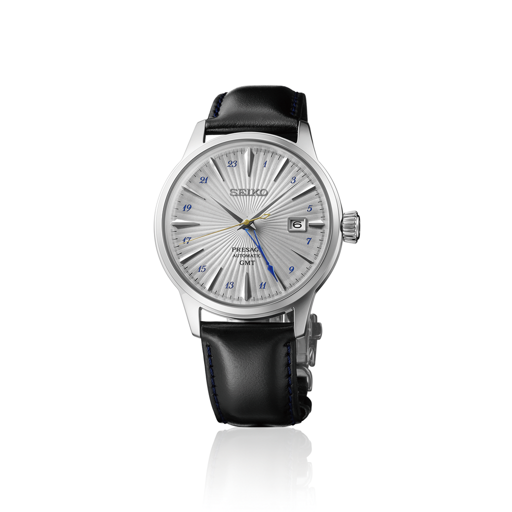 Seiko Presage Cocktail  Grey Time GMT Watch on leather SSK049J
