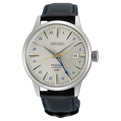 Seiko Presage Cocktail  Grey Time GMT Watch on leather SSK049J