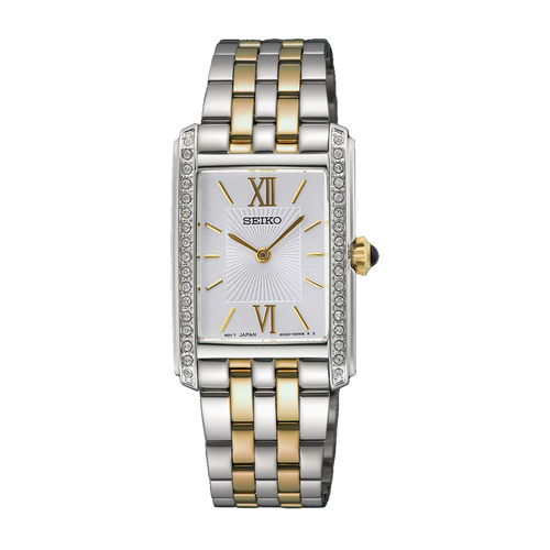 Seiko Discover More Quartz Analogue Watch SWR093 2 Tones YG PVD with Crystals