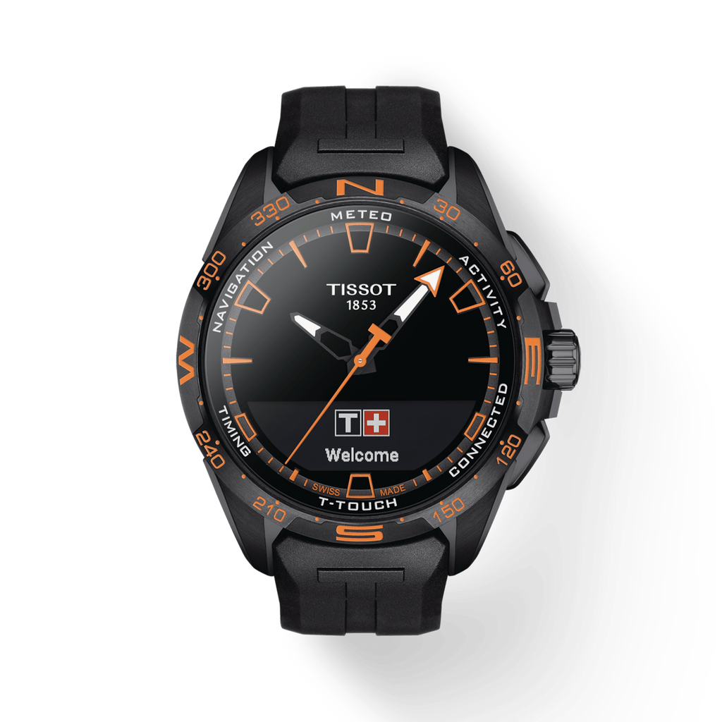 TISSOT T-TOUCH CONNECT SOLAR TITANIUM BLACK PVD ORANGE ON BLACK RUBBER