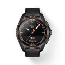 Load image into Gallery viewer, TISSOT T-TOUCH CONNECT SOLAR TITANIUM BLACK PVD ORANGE ON BLACK RUBBER