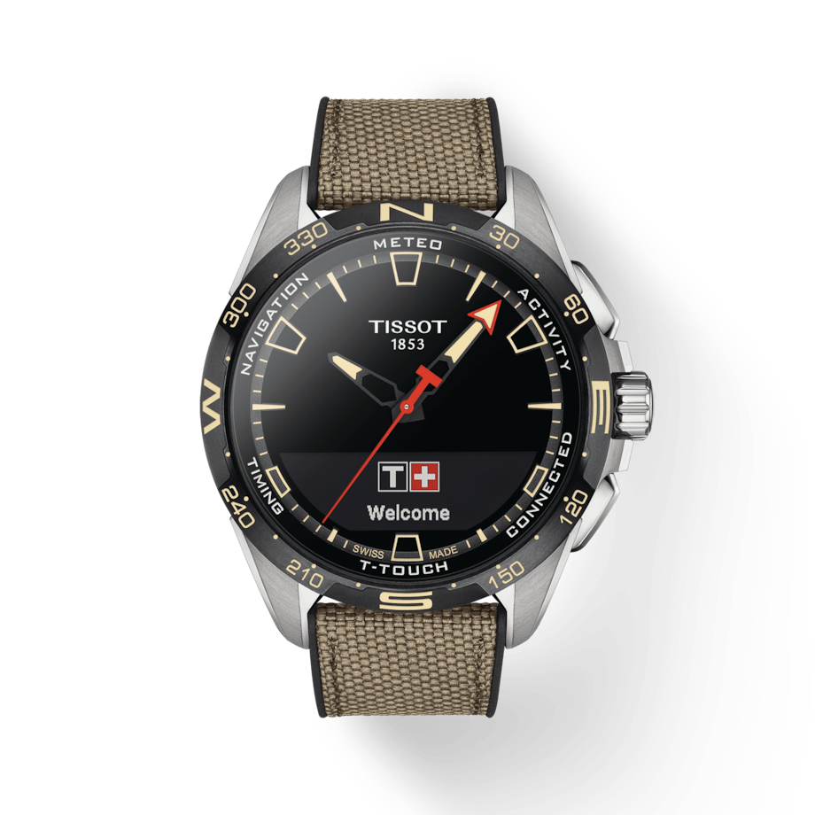 TISSOT T-TOUCH CONNECT SOLAR TITANIUM ON BEIGE TEXTILE STRAP