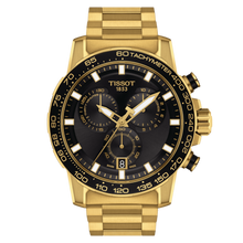 Load image into Gallery viewer, TISSOT SUPERSPORT CHRONO BLACK ON BRACELET FULL GOLD PVD