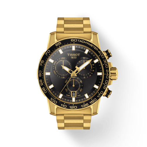 TISSOT SUPERSPORT CHRONO BLACK ON BRACELET FULL GOLD PVD