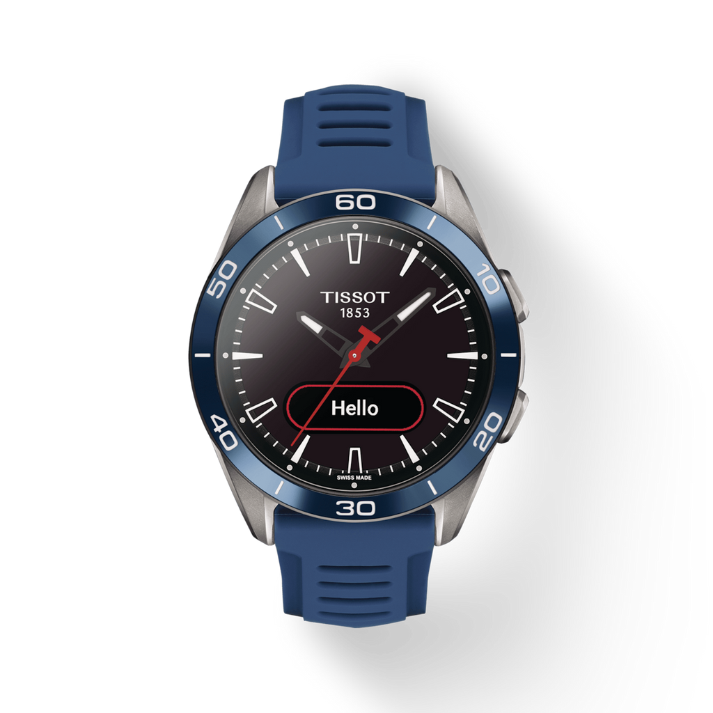 TISSOT T-TOUCH CONNECT SPORT BLUE CERAMIC BEZEL ON BLUE RUBBER