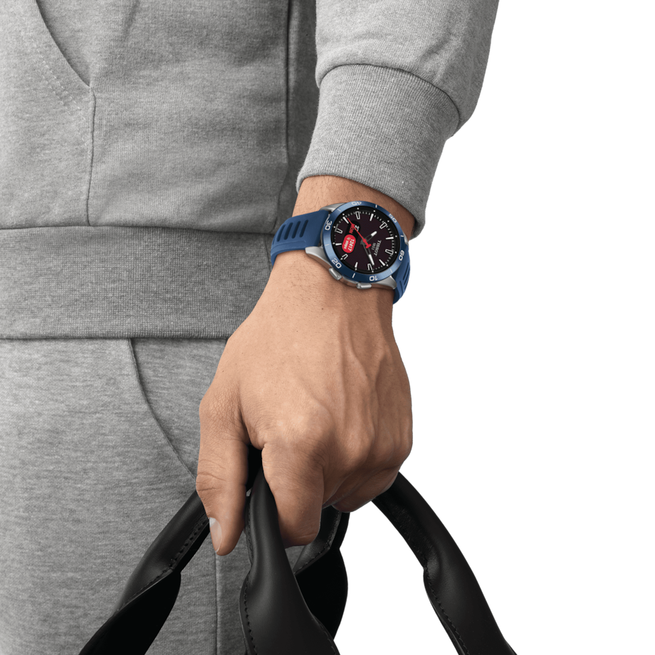 TISSOT T-TOUCH CONNECT SPORT BLUE CERAMIC BEZEL ON BLUE RUBBER