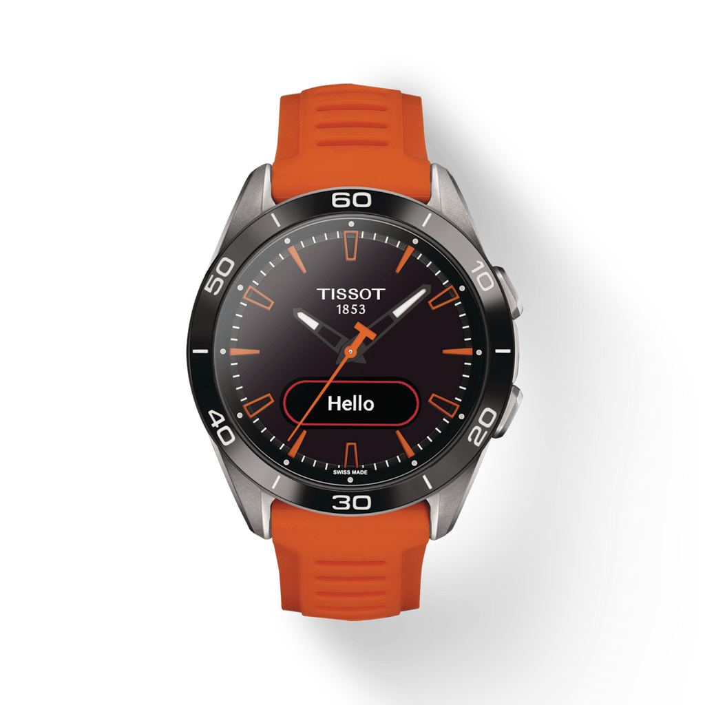 TISSOT T-TOUCH CONNECT SPORT BLACK CERAMIC BEZEL ON ORANGE RUBBER