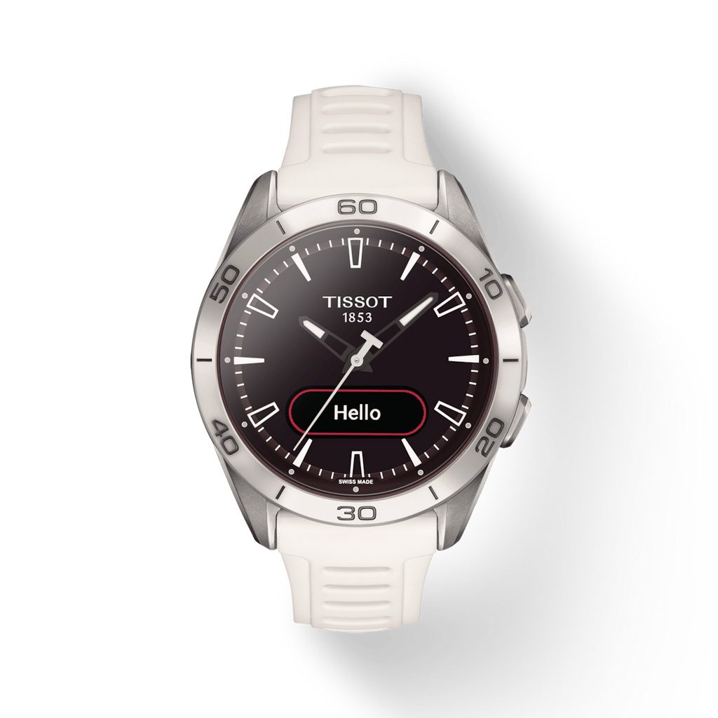 TISSOT T-TOUCH CONNECT SPORT WHITE CERAMIC BEZEL ON WHITE RUBBER