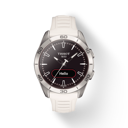 TISSOT T-TOUCH CONNECT SPORT WHITE CERAMIC BEZEL ON WHITE RUBBER