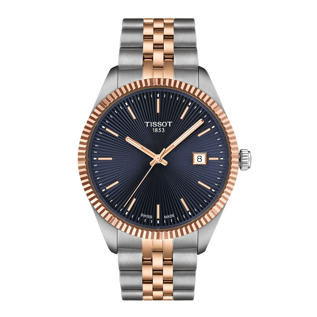 TISSOT BALLADE BLUE DIAL QUARTZ 2 TONES RG 40mm