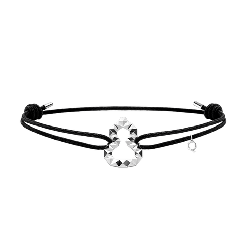 Qeelin Small Wulu 18 bracelet in 18K white gold on black cord